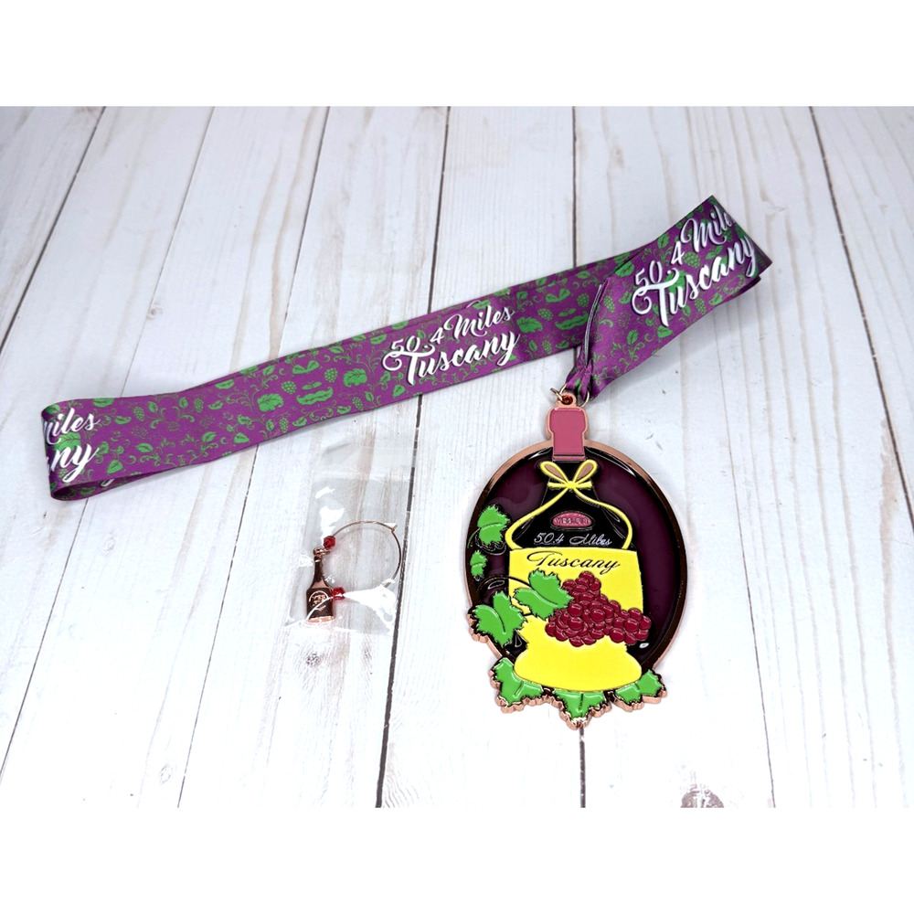 Yes.Fit 50.4 Miles Medal for Tuscany Wine Run w/Wine Glass Charm